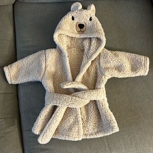 Hudson Baby soft baby bath robe, bear hood, size 0-9 months